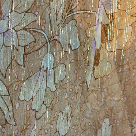 New Anthropologie BHLDN High-Neck A-Line Chiffon Floral Orange Brown Gown - Picture 6 of 9